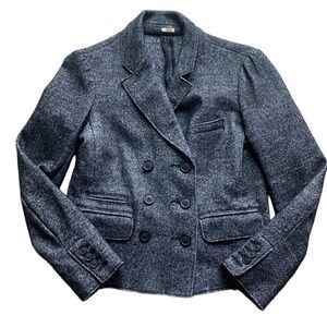 J. Crew Blazer Cropped Raw Hem Charcoal Gray Sz 4